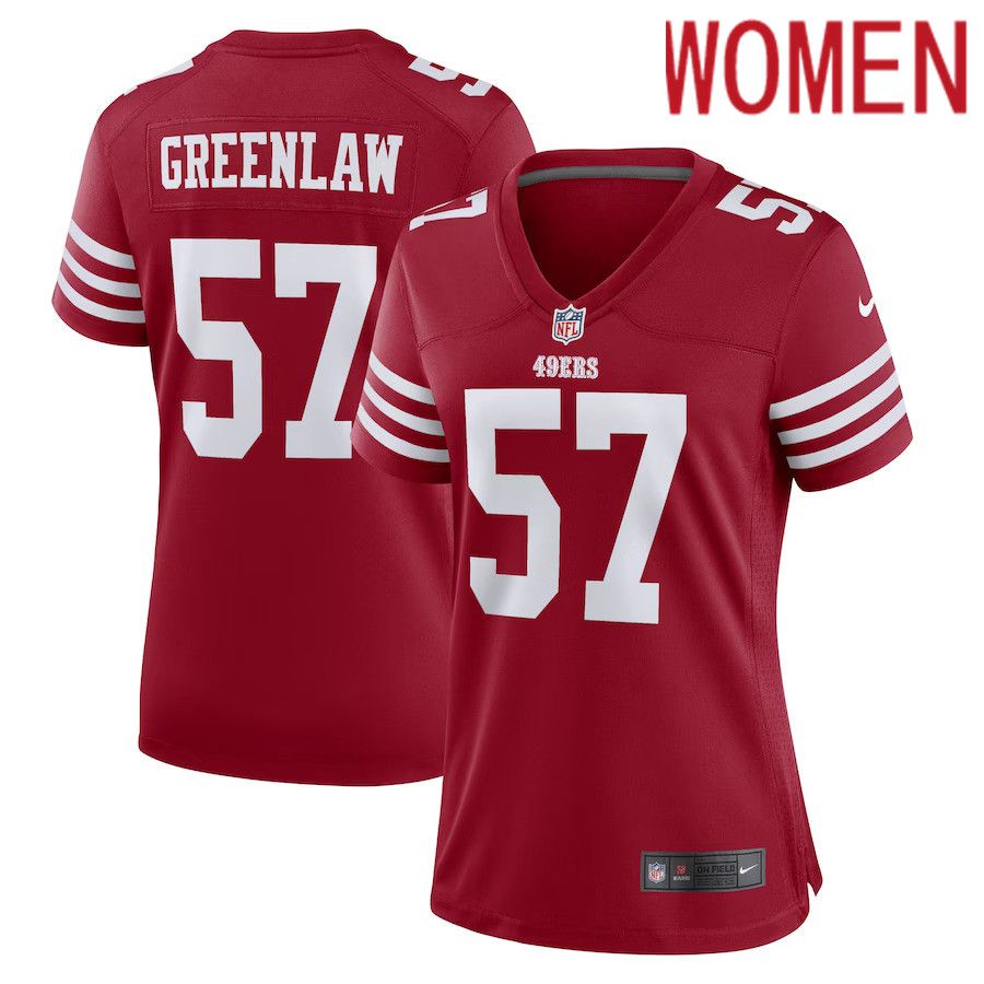 Women San Francisco 49ers #57 Dre Greenlaw Nike Scarlet Home Game Player NFL Jersey